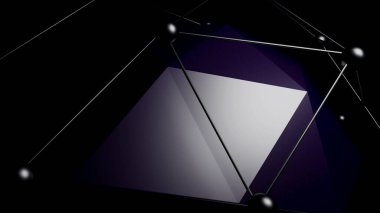 Soyut dışbükey koyu mor pleksus ızgara etrafında titreşen 3D çokgen küre, dikişsiz döngü. Tasarım. Bir dışbükey şekil etrafında bağlı doğrular ve noktalar.