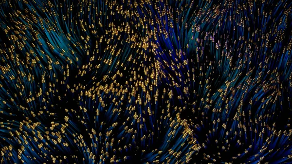 Algas subaquáticas extraterrestres de cores azuis e douradas, laço sem costura. Desenho. Bela ondulação organismos coloridos. — Fotografia de Stock