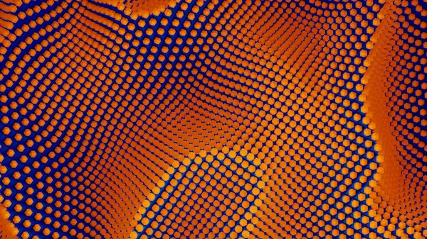 Texture convexe brillante orange se déplaçant en vagues, boucle transparente. Design. Tournage et transformation des surfaces granuleuses. — Photo