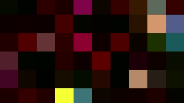 Fond de clignotant carrés multicolores. Motion. Fond de flou est fait de carrés multicolores. Pixels et carrés multicolores clignotent — Video