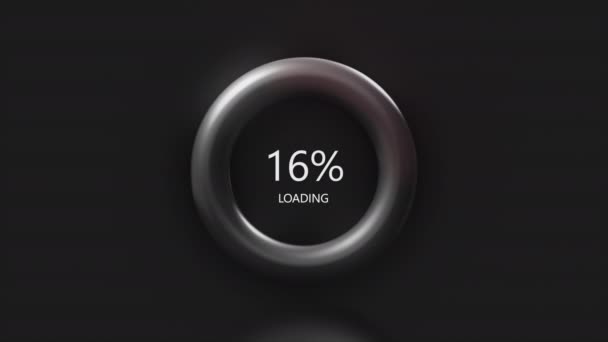 Loading background with red color and percentages. Motion. 3D loading ring with percentages. Downloading files or downloading with hacking — Stock Video