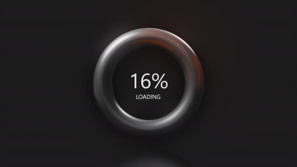 Loading background with red color and percentages. Motion. 3D loading ring with percentages. Downloading files or downloading with hacking — Stock Video