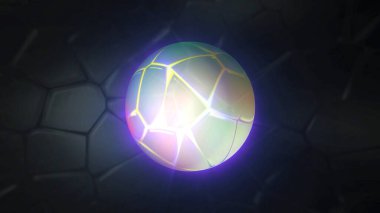 Siyah arka planda su altı desenli parlayan top. Hareket. Parlayan güzel toplar nabız atıyor. Top mozaik desenle parlıyor ve nabız atıyor