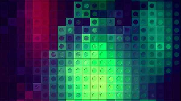 녹색 과 파란색 배경 추상화. 움직임. 기하학에 나오는 작은 사각형들 이 모자이크를 이루어 여러 가지 색조로 빛을 발합니다. — 스톡 사진