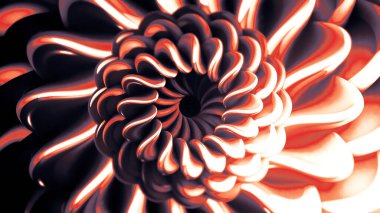  Soyutlama döngüsü oluşturan bir çiçek. Hareket. Animasyon tekniğinde yapılmış bir çiçek gibi kıvrılmış bir döngü..