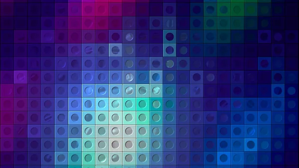 Fondo verde y azul en abstracción. Moción. Pequeños cuadrados en geometría conforman el mosaico y brillan en diferentes tonos. —  Fotos de Stock