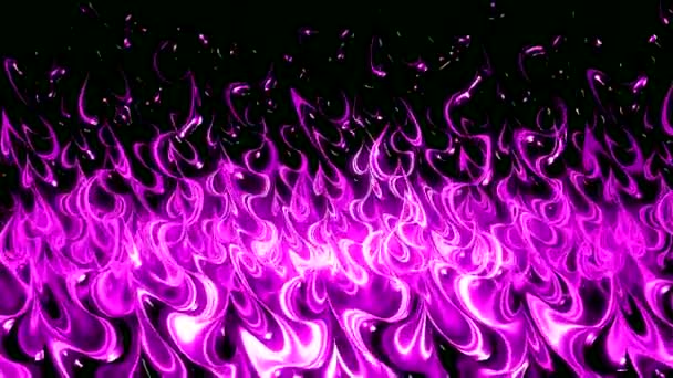 Fond rouge et violet. Design. Un feu lumineux sur fond noir oscille et s'étend vers le haut dans l'abstraction. — Video