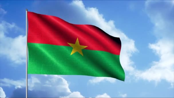 Burkina faso bandera ondeando en el viento con las nubes que fluyen lentamente en el fondo, bucle sin fisuras. Moción. Concepto de patriotismo. — Vídeo de stock