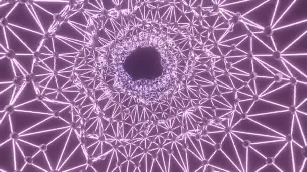 Purple web.Design. Ein Tunnel mit einem violetten Netz, das in der Abstraktion zuckt. — Stockvideo