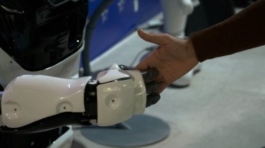 Yekaterinburg-Rusya 'da Robot Festivali. Kompleks komutlar veren ve diğerlerine ulaşıp onları selamlayan yeni robotların HDR sunumu .