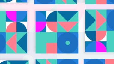 Geometrik şekilli güzel, parlak animasyon. Hareket. Geometrik şekilli hareketli uygulama animasyonda. Geçişler için geometrik şekilli Retro tasarımı