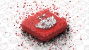 Beyaz arka plandaki noktaların logosu. Hareket. Renkli noktalar logo oluşturur. Reddit şirketinin logosu noktalardan oluşturuldu