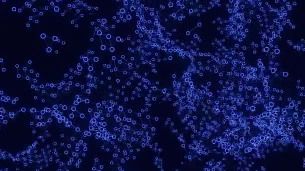 Fond Noir Design Des Molécules Bleues Brillantes Dans Abstraction Sur — Video