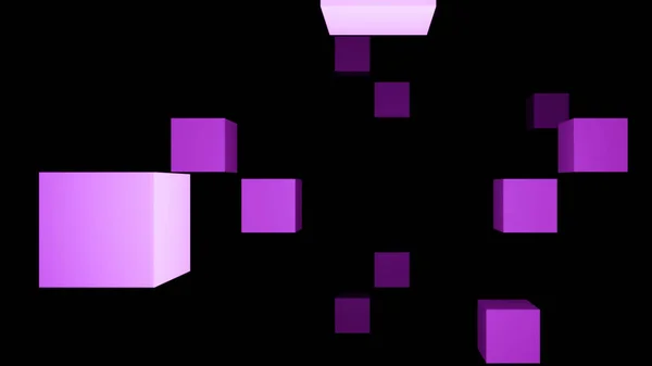 Astratto sfondo minimalista con cubi colorati volare verso lo schermo. Progettazione. Interfaccia di vecchio stile nostalgico gioco tetris, loop senza soluzione di continuità. — Foto Stock