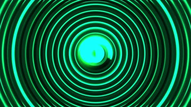 Зеленая абстракция геометрических фигур. Черный и зеленый треугольник и круг, которые создают туннель и крутятся вокруг него. — стоковое видео