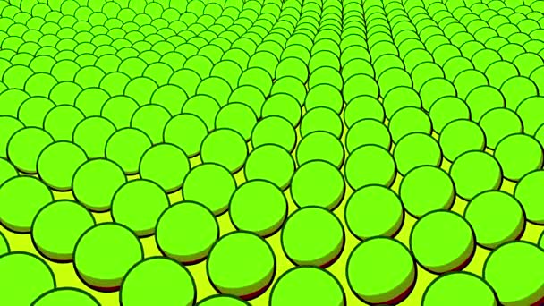 Grüne Abstraktion. Design. Kreise auf gelbem Hintergrund, die sich in der Animation ausdehnen und verengen. — Stockvideo