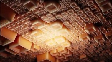 Dışbükey 3d kareler ile arkaplan taşınıyor. Tasarım. Farklı karelerle hareket halindeler. Farklı boyutlarda 3D karelere sahip geleceksel arkaplan