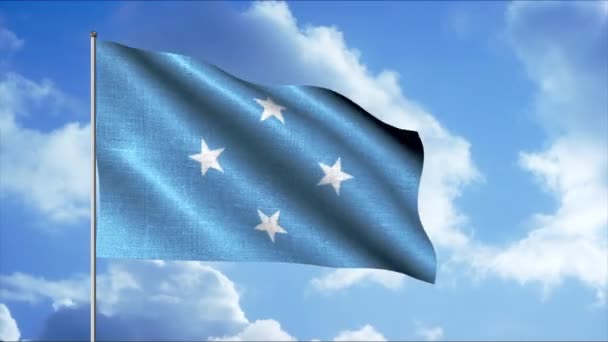 ( 영어 ) Flag of the Federated States of Micronesia.Motion. 하얀 별 네 개가 하늘 위에 떠 있는 섬세 한 푸른 깃발. — 비디오