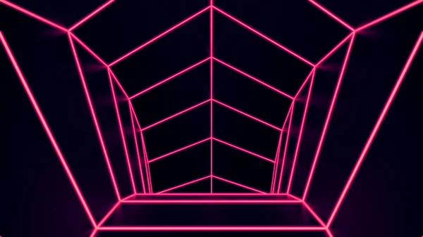 Абстрактный цветной туннельный силуэт на черном фоне, безморская лапка. Дизайн. полет внутри шестиугольного тоннеля. — стоковое фото