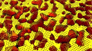 Kusursuz dalga animasyonlu fütüristik kübik ızgara. Tasarım. Dalgalanan küplerle soyut teknolojik doku.