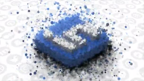 Animation of appearance of social network icon. Motion. Social network logo appears from point cloud. Stylish animation with LinkedIn network logo — Stock Video