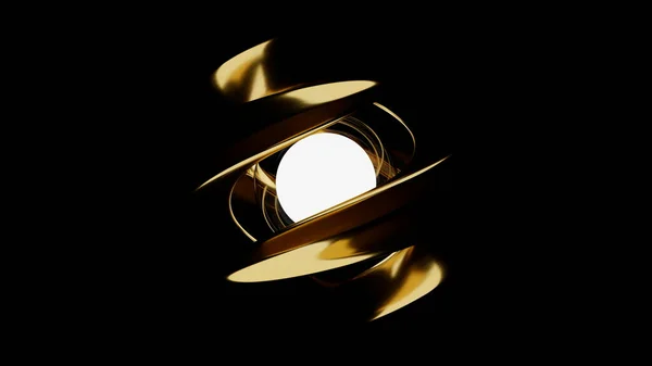 Een heldere abstractie van gouden tinten en schaduwen. Ontwerp. Een vergulde achtergrond waarop geometrische vormen worden belicht en verplaatst. — Stockfoto