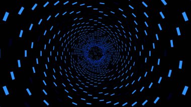 Spiral şekilli hareketli dikdörtgenler sonsuz dönen huninin etkisini yaratıyor, kusursuz döngü. Tasarım. Mavi yıldızlı tünel.