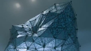  Mavi arka plan. Tasarım. Ek çizgilerle kaplı eşkenar dörtgen gibi hareket eden üç boyutlu bir formatta güzel bir soyutlama.