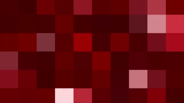 Des carrés rouges dans l'abstraction. Motion. Petits carrés qui semblent être en pixels parce qu'ils semblent être transparents dans l'abstraction scintillent avec différentes couleurs — Video