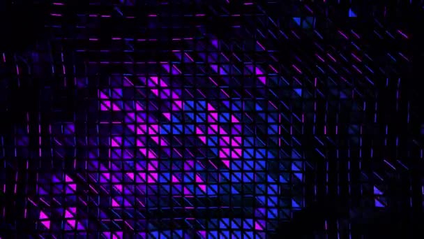 Mirror surface of triangles with colors. Design. Beautiful disco background with reflection on mirror surface with triangles. Triangular surface reflecting moving colors — Stock Video