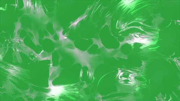 Green background. Motion. A bright background with shades of green on which there are spots that seem to spread all over the footage and make up drawings in 3d. — Stock Video
