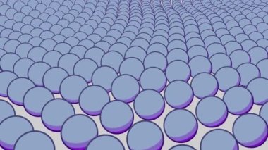 Hareket eden top dalgalarıyla üç boyutlu alanlar. Tasarım. Dalgalar halinde hareket eden hareketli topların güzel yüzeyi. Toplar su yüzeyi gibi dalgalar halinde yavaşça ve sakince hareket eder.