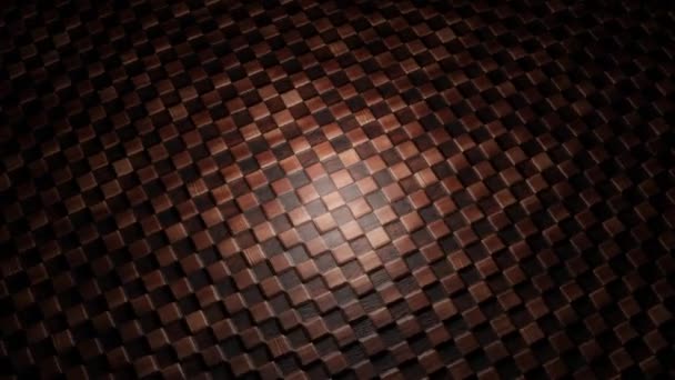 Rotating surface with checkerboard pattern. Design. Textured 3d surface with checkerboard pattern. Rotating chess surface with wooden texture — Stock Video