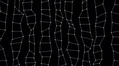 Renkli çizgi ve noktaların soyut teknik arka planı. Kusursuz dalgalı geometrik arka plan. Animasyon. Siyah bir arkaplanda pleksus ızgarası.
