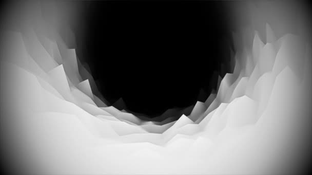 Sötét misztikus kőbarlang fekete belül, zökkenőmentes hurok. Animáció. Mozgó belül földalatti barlang, monokróm. — Stock videók