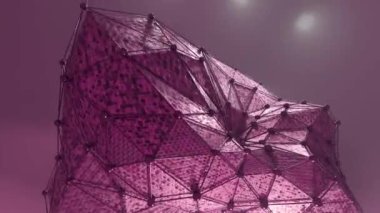 Canlı Üçgen Şebeke. Tasarım. Büyük şişme ve ağ ile hareket eden kabuk. Üçgen ağlı 3d kabuk taşınıyor