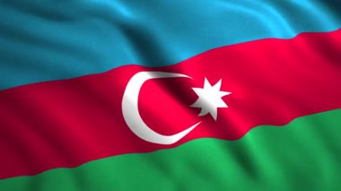 Güzel bir bayrak tuvali. Hareket. Rüzgarda dalgalanan bayrak ile üç boyutlu arka plan. Azerbaycan Cumhuriyeti 'nin hareketli tekstil bayrağının 3D animasyonu