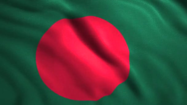 바람에 아름답게 불어 방글라데시의 완벽하게 루핑 플래그. 움직임. 애국주의의 개념 녹색과 빨간색 국가 깃발. — 비디오