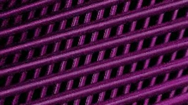 Hareket eden üç boyutlu çizgileri olan geri görüntü. Hareket. Üç boyutlu çizgiler siyah arkaplanda ızgarada hareket eder. Satır ızgarasının taşınması gürültülü retro arkaplan oluşturur