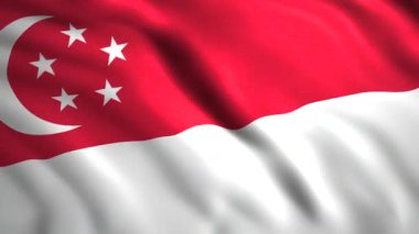 Ülke bayrağını sallamanın arka planı. Hareket. Hareket eden bayrak bezi ile güzel bir 3D animasyon. Singapur bayrağıyla vatanseverlik tatili için arka plan