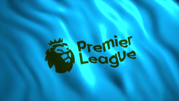 Animazione della bandiera mobile della Premier League. Mozione. Bella tela 3D di sventolare bandiera del calcio Premier League. Bandiera con emblema della Premier Football League inglese — Video Stock