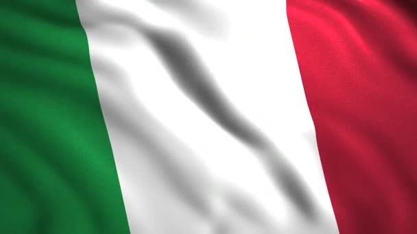 Κινούμενα σχέδια για εθνική εορτή με σημαία χώρας. Κίνηση. Όμορφη σημαία της χώρας κυματίζει με καμβά. 3D φόντο με κυματίζει σημαία της Ιταλίας — Αρχείο Βίντεο