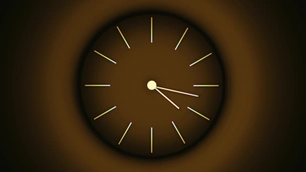 Orange background.Design.Design.Dark clocks made in the animation of which hands are running fast. — стоковое видео