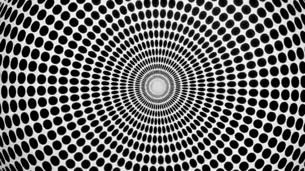 Černobílé pozadí.Design.Černobílé kulaté malé kruhy v abstrakci pohybovat a záblesky v různých barvách.. — Stock video