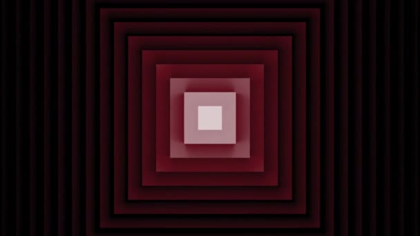 Des carrés rouges. Design. Les carrés rouges lumineux dans l'abstraction de grands à petits se rétrécissent . — Video