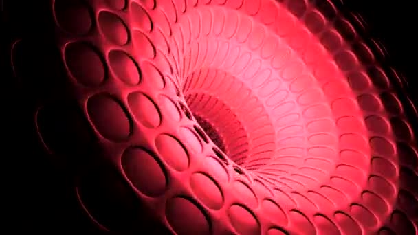 Red bright abstraction. Design. Bright background on which the red arc moves inward in 3d. — Stock Video