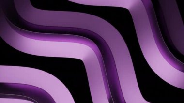 Metalik 3D dönme ve bükme çizgileri, ışık ve gölge oyunu. Tasarım. Siyah bir zemin üzerinde izole edilmiş renkli dönen dalgalar, pürüzsüz döngü.