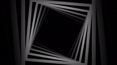  Siyah bir koridor. Tasarım. Soyutlamada ters çevrilmiş gri karelerin hızla ilerlediği bir yol.