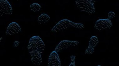 Karanlık bir geçmiş. Görev. Küçük, hafif renkli mavi ve yeşil parçalar soyutlamada belirir ve tekrar kaybolur..