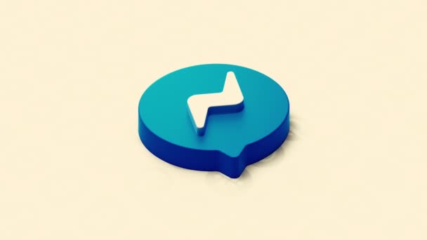 Icona Messenger. Mozione. Uno sfondo bianco su cui appare un'icona blu con un segno di messaggero e un'immagine. Utilizzo solo per editoriale. — Video Stock